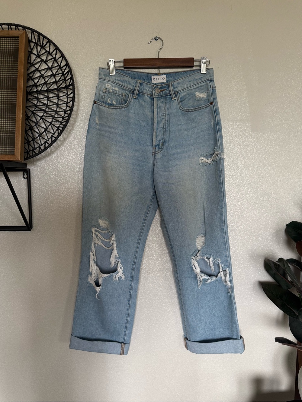 Cello Light Blue Ripped Boyfriend Jeans